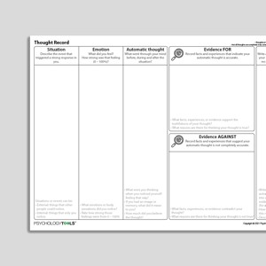 Thought Record (Evidence For And Against)