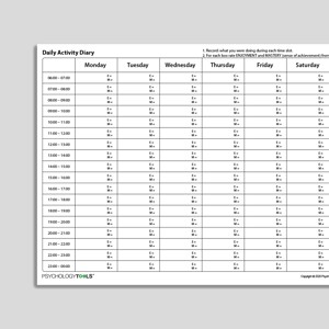 CBT Daily Activity Diary With Enjoyment And Mastery Ratings